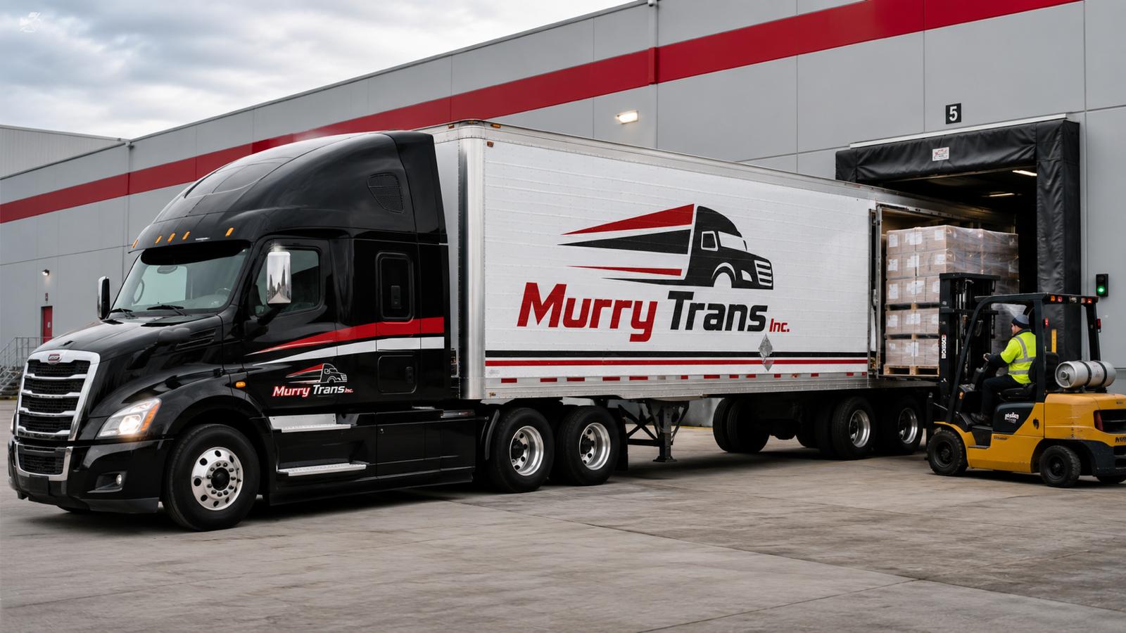 Murry Trans trailer being loaded at a freight dock